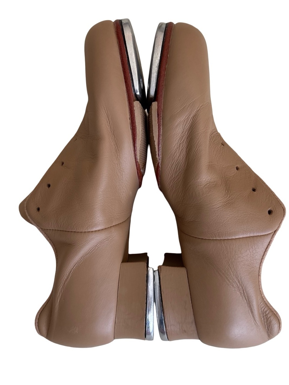 Bloch Nude Tan Leather Tap Shoes 4M Dance Shockwave - Picture 4 of 8